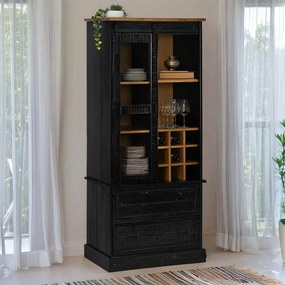 Adega HALDEN com Suporte para Vinhos e Porta Deslizante Pinho