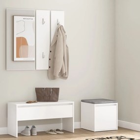 3082044 vidaXL Conjunto de móveis de corredor derivados de madeira branco