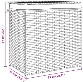Cesto p/ roupa suja c/ 2 secções 53x35x57 cm vime PE cinzento