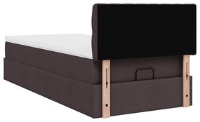 Cama otomana com colchão 90x200 cm tecido castanho escuro