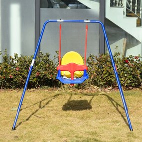 Outsunny balanço para crianças acima de 6 meses com suporte de metal e cinto de segurança com fivela para exterior máx. 30kg 140x110x120cm Multicolor