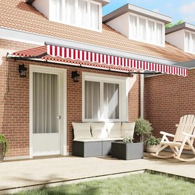 Toldo Retrátil Manual Vermelho e Branco e Antracite