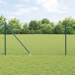 vidaXL Cerca Euro com 7 Postes de Ponta 1x10 m Aço Galvanizado Verde