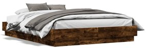 vidaXL Estrutura de cama com luzes LED 120x190 cm carvalho fumado