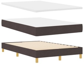 Cama Box Spring com Colchão &amp; LED Marrom Escuro 120x200 cm Tecido