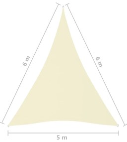 Para-sol estilo vela tecido oxford triangular 5x6x6 m creme