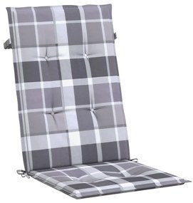 Almofadões cadeiras altas de jardim 2pcs tecido xadrez cinza