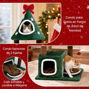Árvore de Natal para Gatos, 77 x 62 x 137 cm, Sistema Anti-Tombamento, Verde