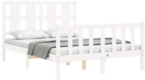 Cama sem colchão 140x200 cm madeira de pinho maciça branco