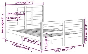 Estrutura de cama 140x200 cm madeira maciça branco
