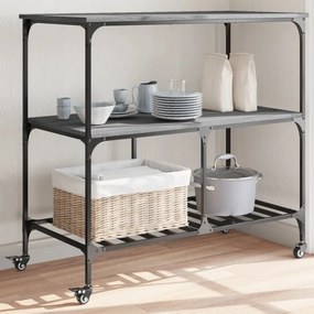 vidaXL Carrinho de cozinha 100x50x95 cm derivados madeira cinza sonoma
