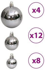 Enfeites de Natal 100 pcs 3 / 4 / 6 cm cinzento