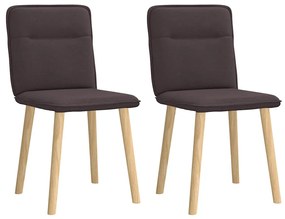 Cadeiras de jantar 2 pcs tecido castanho-escuro