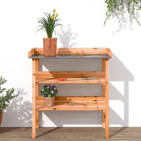 Mesa p/ plantas c/ prateleiras 78x38x82,5 cm abeto castanho