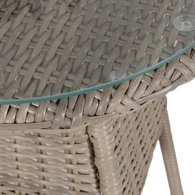 Conjunto bistrô com almofadões 3 pcs vime PE castanho