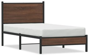 Estrutura cama com cabeceira 80x200 cm metal carvalho castanho