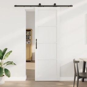 Porta deslizante vidaXL com conjunto de hardware branco 78x232 cm de madeira sólida de pinho