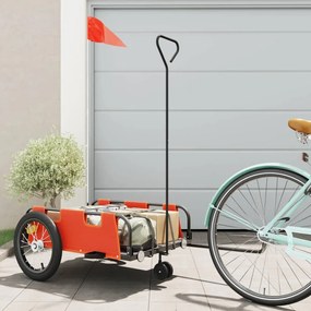 vidaXL Reboque de bicicleta tecido oxford/ferro laranja