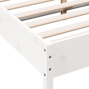 Estrutura de cama 140x190 cm madeira de pinho maciça branco