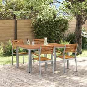 vidaXL Conjunto de Jantar de Jardim com 5 Peças em Madeira Sólida de Acácia e Metal