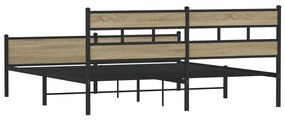 Estrutura de cama sem colchão 193x203cm metal carvalho sonoma