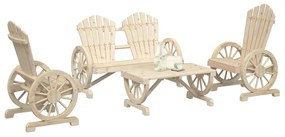 vidaXL 4 pcs conjunto lounge de jardim madeira de abeto maciça