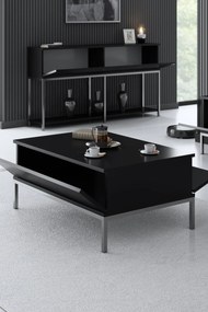 Mesa de Centro Lord – Preto e Prateado – 90x40x60 cm