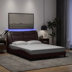 Estrutura de cama com LED sem colchão 140x200 cm tecido