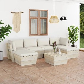 vidaXL 7 pcs conjunto lounge de paletes + almofadões madeira de abeto