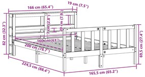 Cama sem colchão 160x200 cm madeira de pinho maciça