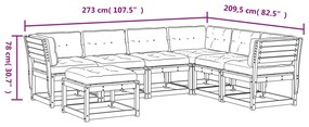 7 pcs conj. lounge de jardim c/ almofadões pinho maciço branco