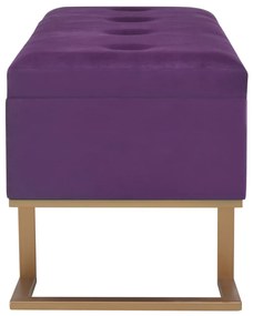 Banco com compartimento de arrumação 105 cm veludo roxo