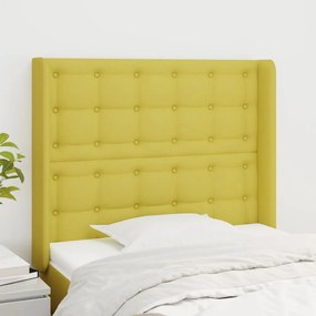 vidaXL Cabeceira de cama c/ abas tecido 83x16x118/128 cm verde