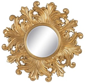 Espelho de Parede 114 X 4,5 X 114 cm Cristal Dourado Madeira