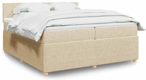vidaXL Cama com molas/colchão 200x200 cm tecido cor creme