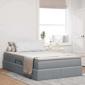 vidaXL Cama com arrumação e colchão Cinzento-claro 120 x 190 cm