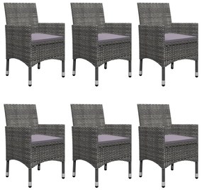 7 pcs conjunto de jantar para jardim cinzento