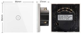 Interruptor tátil 2 botões WiFI-Voice, Painel frente branco vidro temperado