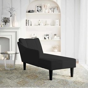 Chaise-longue com apoio de braço direito veludo preto