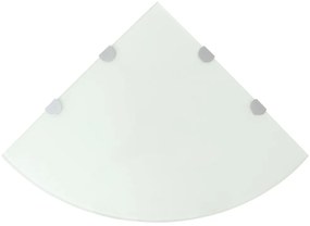 Prateleiras canto 2 pcs suportes cromados 45x45cm vidro branco