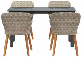 Conjunto de sala de jantar 5 pcs Cinza claro e preto
