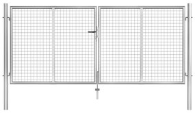 vidaXL Portão de jardim aço galvanizado 306x125 cm prata