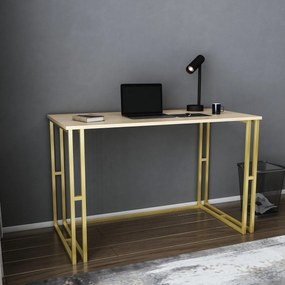 Secretária de Estudo Kane - Dourado e Carvalho - 120x60x74,8 cm
