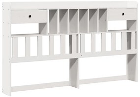Cama com estante sem colchão 200x200 cm pinho maciço branco