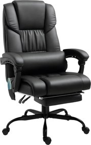 Vinsetto Cadeira Ergonômica com Massagem de 6 Pontos Encosto Alto Reclinável Apoio para Pés e Controlo Remoto 66x75x112-122 cm Preto | Aosom Portugal