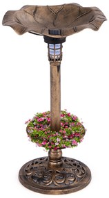 Conjunto de bebedouro e alimentador de pedestal para pássaros com tigela de folha de lótus - verde