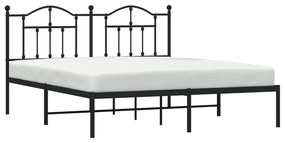 Estrutura de cama com cabeceira 183x213 cm metal preto