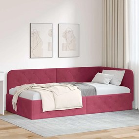 vidaXL Estrutura de Cama de Canto Vinho Vermelho 90 x 190 cm Veludo