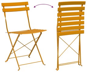 Conjunto de bistrô dobrável de 3 peças vidaXL Mostarda Amarelo Aço