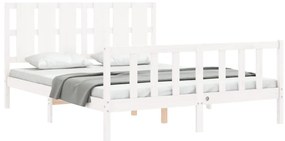 Cama sem colchão 160x200 cm madeira de pinho maciça branco